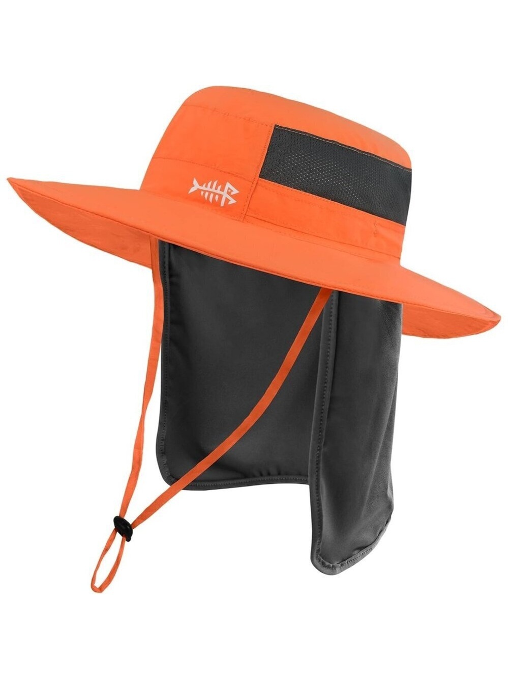 Unisex Vibrant Orange 100% Nylon Wide Brim Mesh Vent with Neck Flap Cowboy Hat